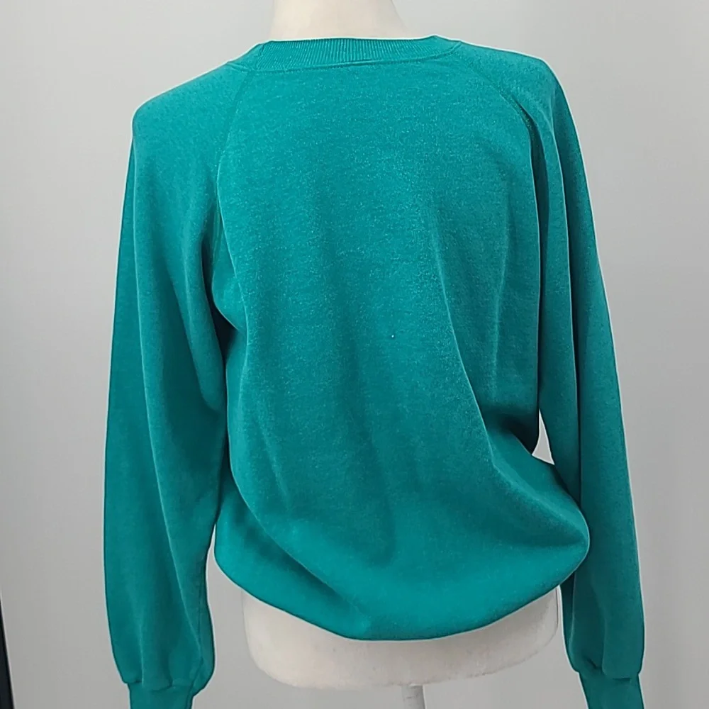 Vintage Laurel Burch I LOVE CATS! Sweatshirt teal green large hanes - Picture 12 of 16